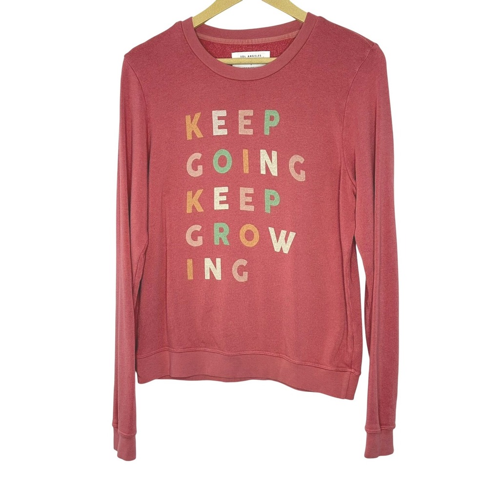 Sol Angeles Sweatshirt Womens M Keep Going Keep Growing Graphic Pullover
